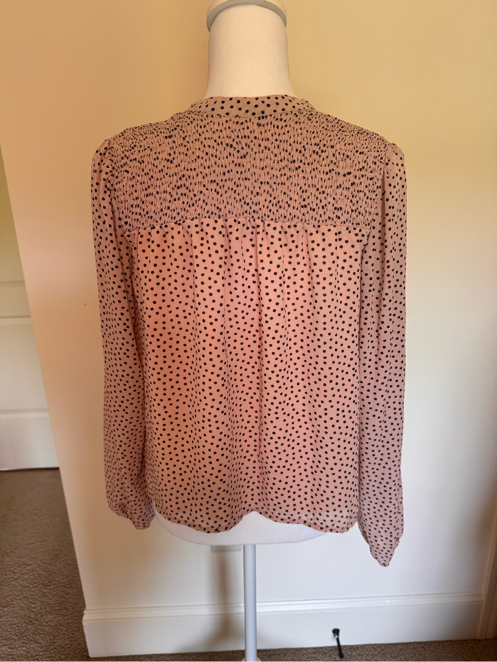 Jolt Blush Pink Polka Dot Long-Sleeve Blouse